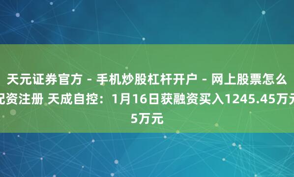 天元证券官方 - 手机炒股杠杆开户 - 网上股票怎么配资注册 天成自控：1月16日获融资买入1245.45万元