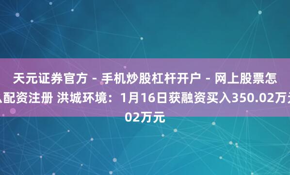 天元证券官方 - 手机炒股杠杆开户 - 网上股票怎么配资注册 洪城环境：1月16日获融资买入350.02万元