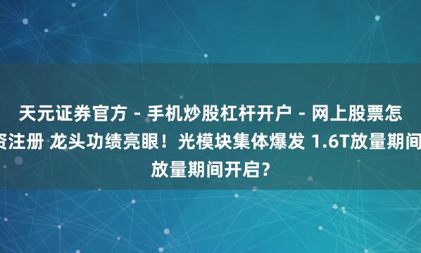天元证券官方 - 手机炒股杠杆开户 - 网上股票怎么配资注册 龙头功绩亮眼！光模块集体爆发 1.6T放量期间开启？